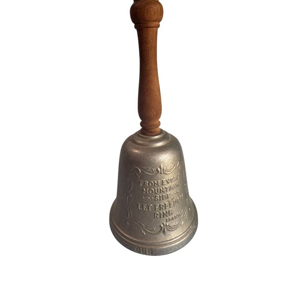 Vintage 1976 Gorham The Freedom Bell Wood Handle Pewter Bicentennial 10 1/4" - Picture 5 of 7